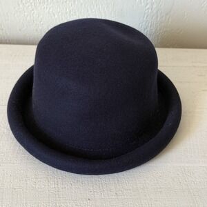 THE LIMITED WOOL WOMENS BUCKET HAT Navy Blue, Made in Italy